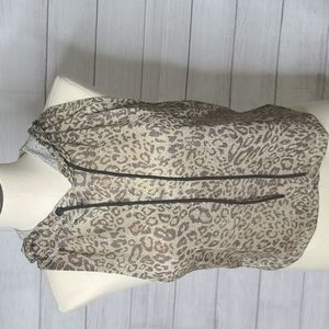 ZYIA Leopard Cropped Hoodie Tank Large